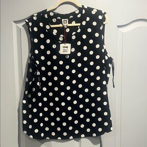 Anne Klein Black and White Polka Dot Blouse